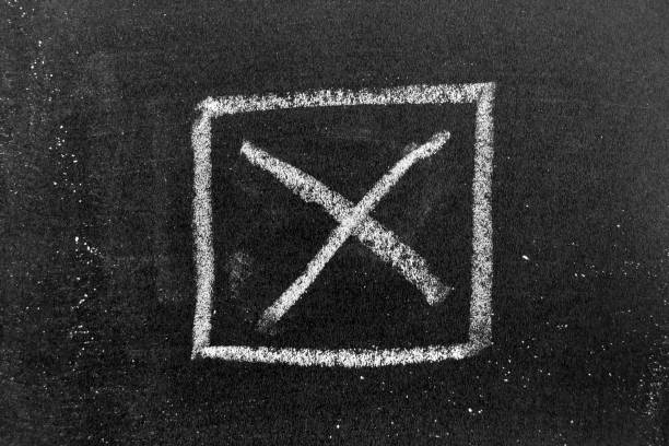istock White color chalk hand drawing in cross check makr in square box shape on black board background 1352457091