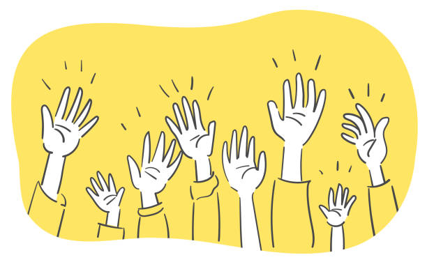 ilustrações de stock, clip art, desenhos animados e ícones de an illustration with raise hands . - hand raised