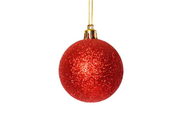 istock Red Christmas ball isolated on white background. 1352457693