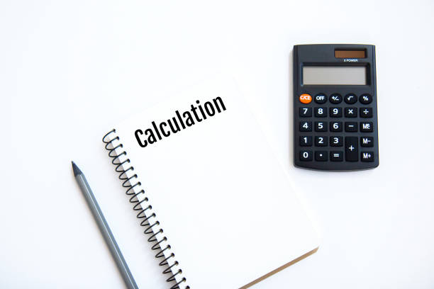 istock Calculator, notebook and pencil isolated on white background 1352457768