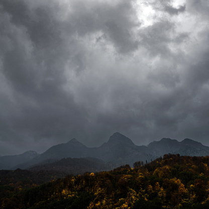 Mountains in stormy weather