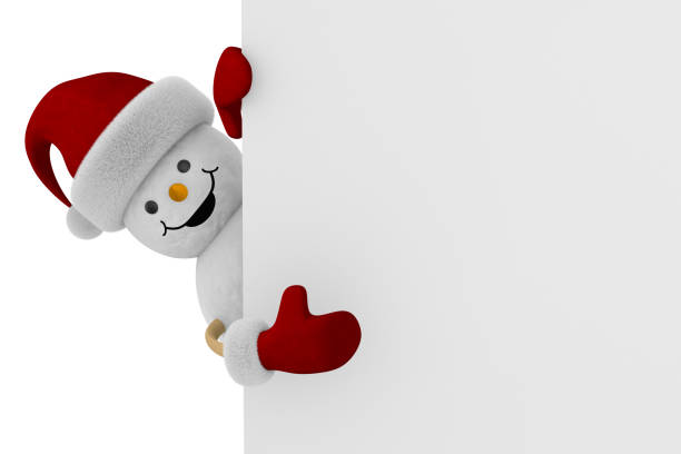 istock snowman with banner on white background. Isolated 3D illustration 1352459822