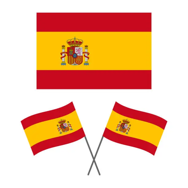 Vector illustration of Wavy Spain flag. Flag of Spain.