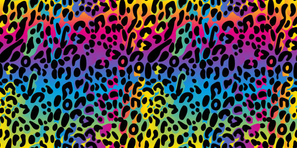 ilustrações de stock, clip art, desenhos animados e ícones de leopard_rainbow_2 - gay pride spectrum backgrounds textile