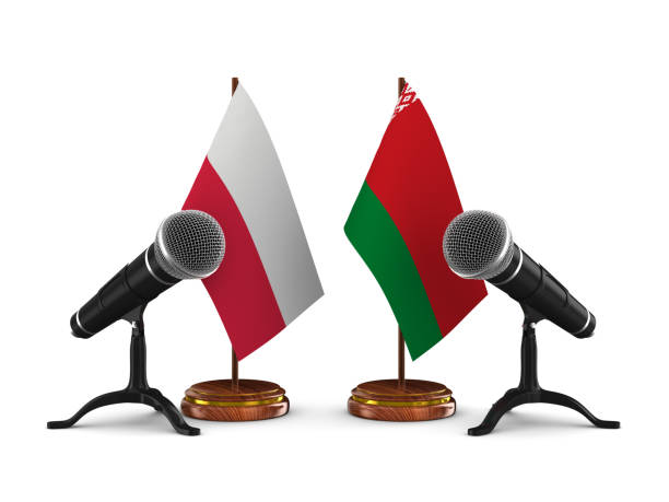 istock Relationship between Poland and Belarus on white background. Isolated 3D illustration 1352461365
