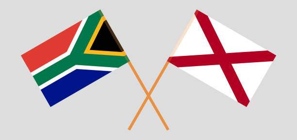 Crossed flags of Republic of South Africa and The State of Alabama. Official colors. Correct proportion Crossed flags of Republic of South Africa and The State of Alabama. Official colors. Correct proportion. Vector illustration alabama football stock illustrations