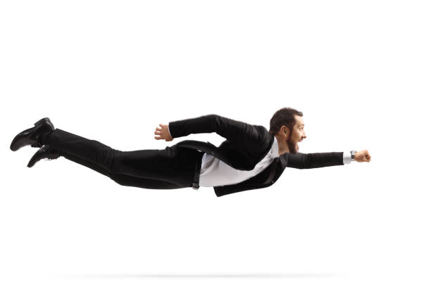 istock Businessman flying and gesturing with hand 1352470517
