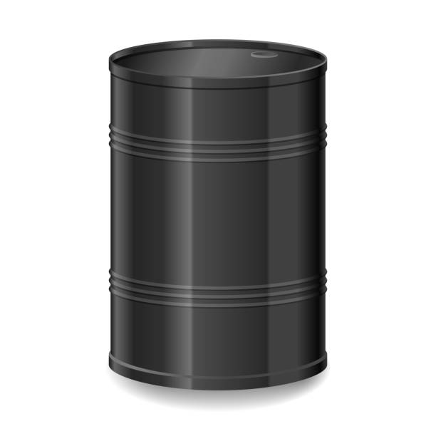 vektorillustration. mockap von eisenfässern mit öl. barrel öl isoliert auf weißem hintergrund. fässer für die kraftstoffgruppe. 3d-rendering - barrel vault stock-grafiken, -clipart, -cartoons und -symbole