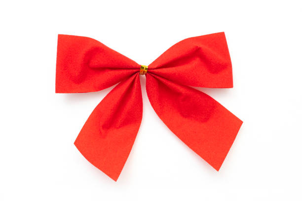 istock Red bow, bow-knot, isolated on white. Top view. 1352479022