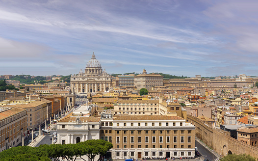 aerial view of the Vatican city with St. Peter's Basilica in the background
