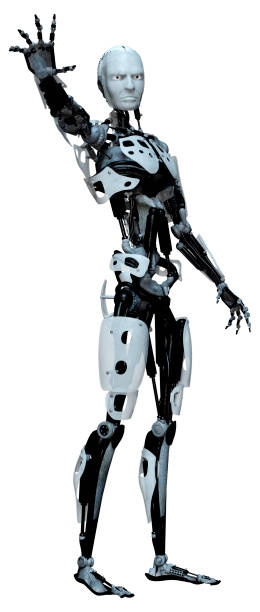 istock 3D illustration male robot on white 1352481112