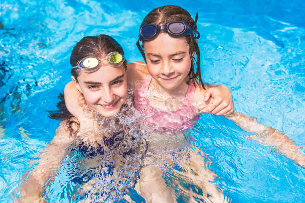 istock two sister having fun in Pool on the summer time 1352481400