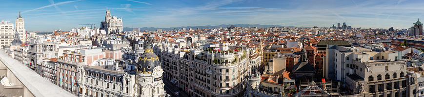 rooftops of the city of Madrid seen from one of its many tourist viewpoints, Spain
