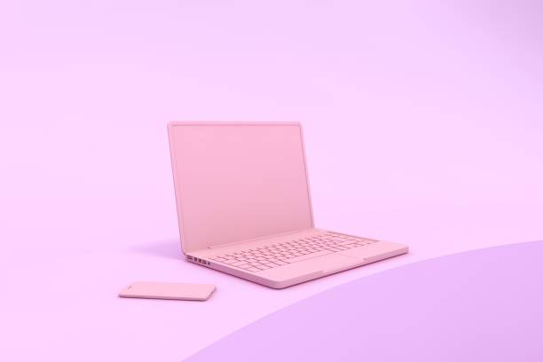 istock Pink Laptop and mobil phone 1352490912