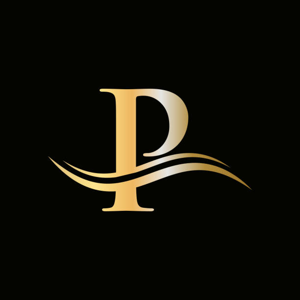 p logo złota koncepcja. logo litery p ze złotym luksusowym kolorem i wzorem monogramu. p letter initial luxurious logo template - letter p ornate alphabet typescript stock illustrations