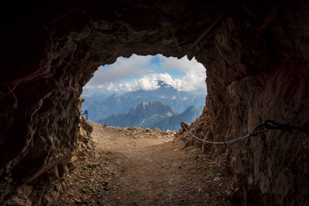 istock Tunnel in the rock. Marmolada. Dolomites. 1352495189