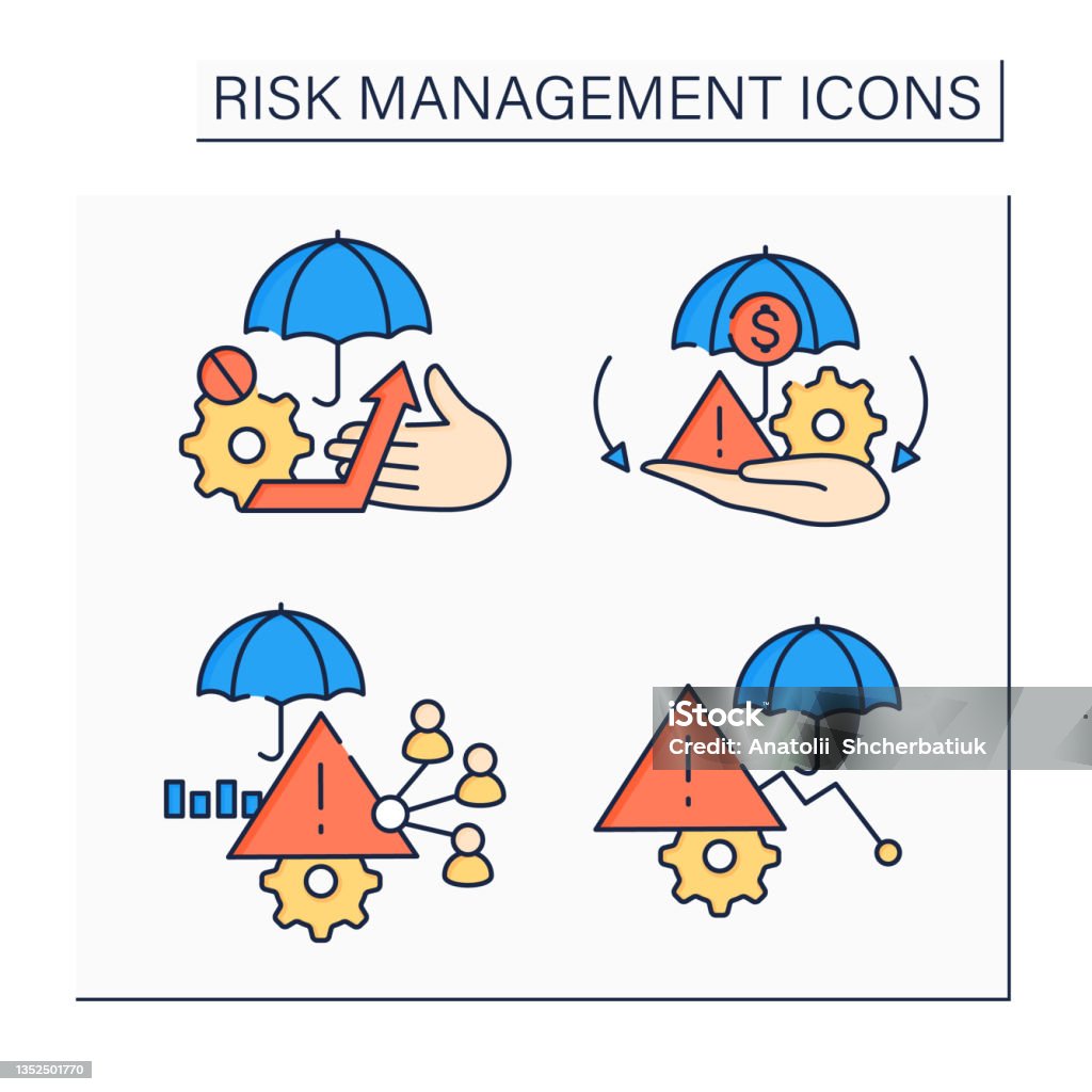 Risk Management Color Icons Set Stock Illustration - Download Image Now