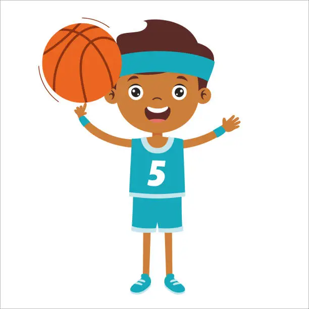 Vector illustration of Cartoon Drawing Of A Basketball Player
