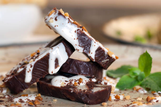 istock chocolate cake with white and dark chocolate 1352503042