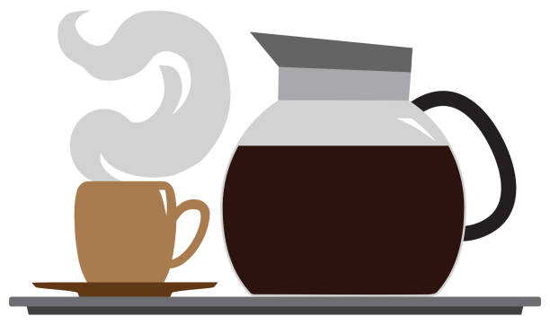 kaffeekanne und tasse - tellerlift stock-grafiken, -clipart, -cartoons und -symbole