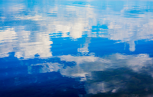 Ripples on lake water. Sunlight reflecting in water