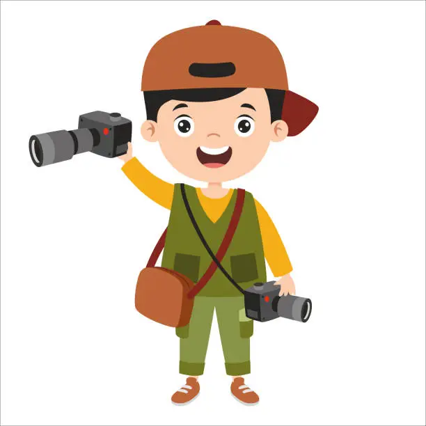 Vector illustration of Cartoon Drawing Of A Photographer