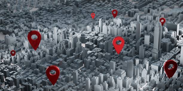 pin on map usa dark tone glow pin connection communication and service delivery 3d illustration