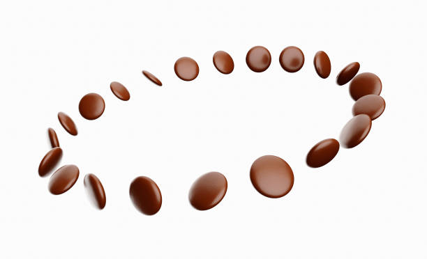 Chocolate Chips fly around in white background 3d illustration
