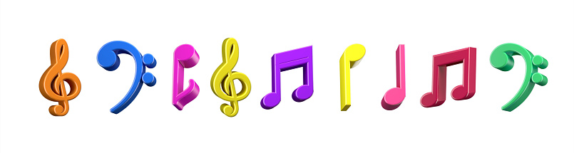 Music notes clipart element ,3D render entertainment and music concept isolated on white background icon set No.6