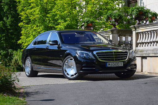 Bratislava, Slovakia - 3rd June, 2015: Mercedes-Maybach S600 stopped on a street. This model was the most luxury limousine in Mercedes-Benz offer.