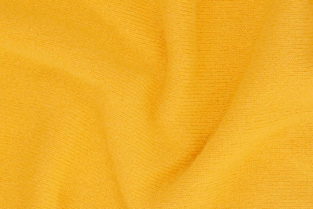 istock Handmade knitwear, knitted texture, bright yellow color, background, copy space 1352545362