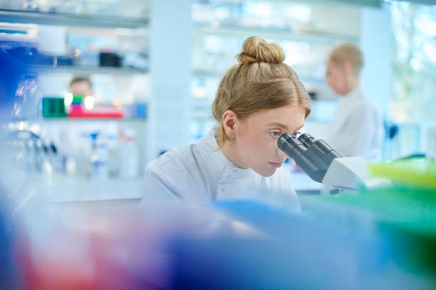 female scientist in the lab stock photo