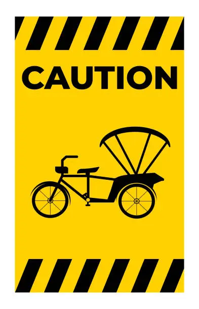 Vector illustration of Beware Tricycle Symbol Sign Isolate On White Background,Vector Illustration EPS.10