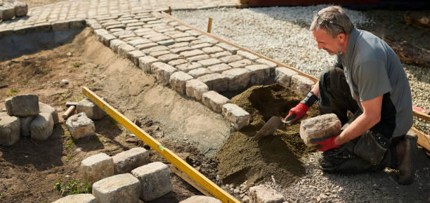 granite cobble path construction granite cobble path construction garden path stock pictures, royalty-free photos & images