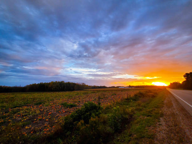istock Sunset Road in Wisconsin 1352551583