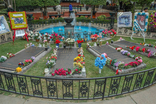 Memphis, TN, USA: October 11, 2006: The gravesite and memorial garden of Elvis Presley and his family at Graceland in Memphis, TN.