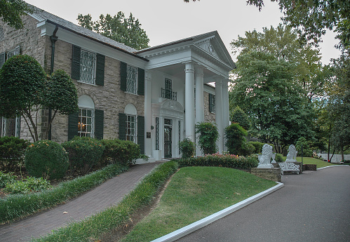 Elvis Presley's Graceland museum. Internal and external views of the house