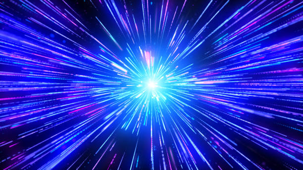 Glow blue pink neon light trail explosion, Glow blue pink neon light trail explosion, Light flare beam effect. vj loop stock pictures, royalty-free photos & images