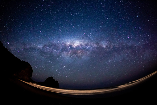 Milky Way and Piha Beach in Auckland, New Zealand