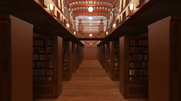 istock Old library room interior 3d illustration 1352558750