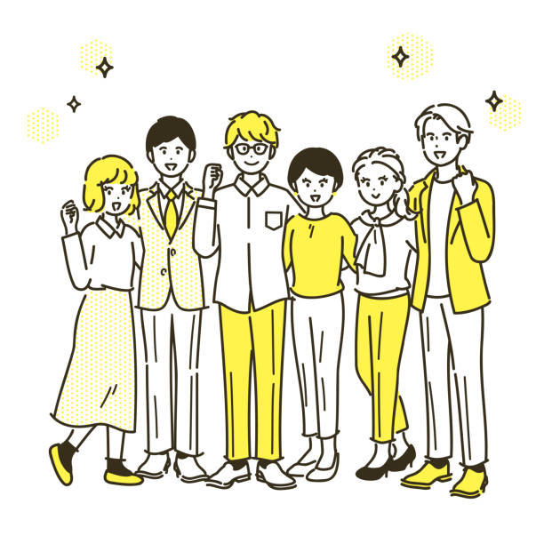 bildbanksillustrationer, clip art samt tecknat material och ikoner med shoulder-to-shoulder business perple illustration. vector. - hålla armen om