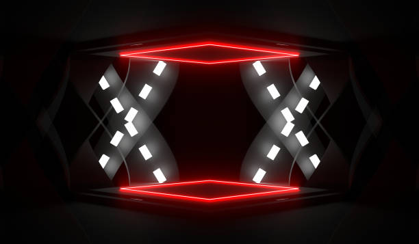 istock Sci Fi Pedestal, Podium, Place For Product. Colored Neon Glow. 3D Rendering Image. 1352559902