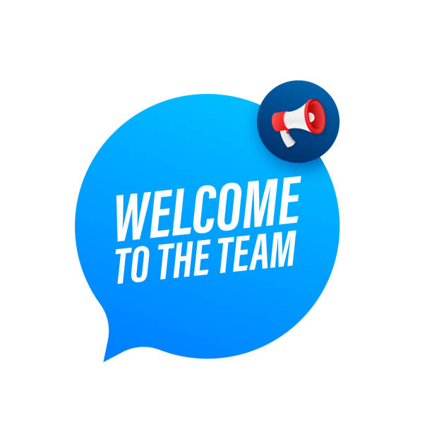 istock Welcome to the team written on speech bubble. Advertising sign 1352563409