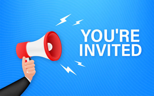 istock Megaphone banner, business concept with text You re invited. Vector illustration 1352564235