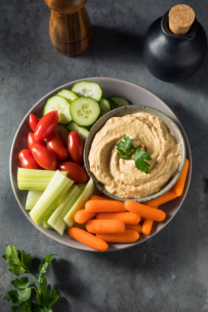 istock Healthy Homemade Veggie Hummus Plate 1352566538