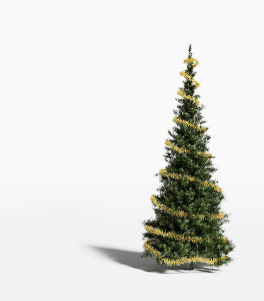 istock Christmas tree decorated with garlands on a white background render 3d 1352572774