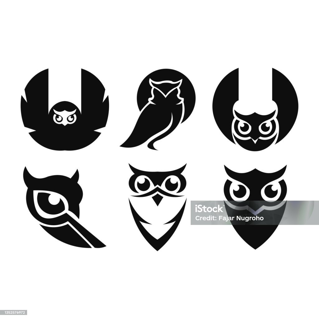 Eule Icon Set Eulenlogo Stock Vektor Art und mehr Bilder von Eule - Eule, Icon ...