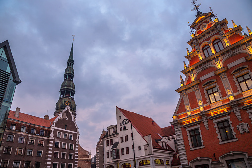 Historic center of Riga with old and modern buildings, Latvia