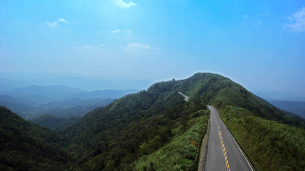 lonely country road - famous landmark in Taiwan and it's a straight way in back of high mountain.