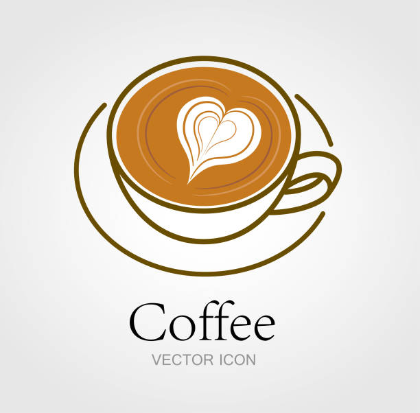 ファンシーコーヒ��ーシンボルデザイン - coffee heart shape coffee cup cup点のイラスト素材／クリップアート素材／マンガ素材／アイコン素材